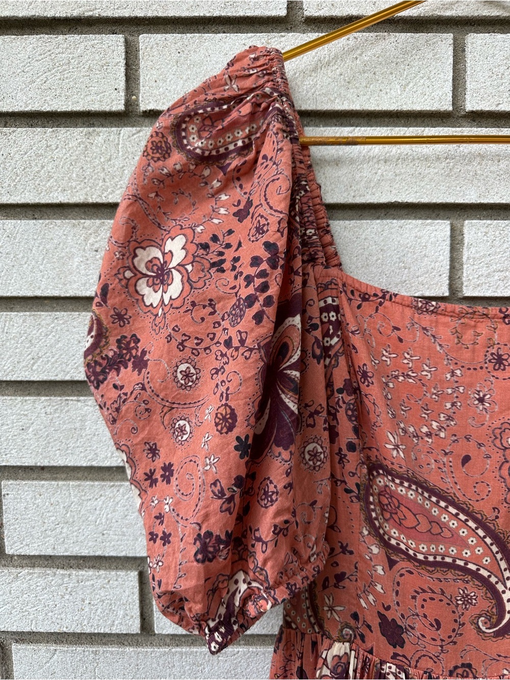 Cleobella Brielle Midi Dress S Rhode Paisley Organic Cotton Puff Sleeve Boho - Picture 10 of 13